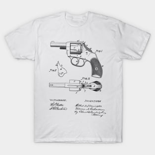 Revolving Firearm Vintage Patent Hand Drawing T-Shirt